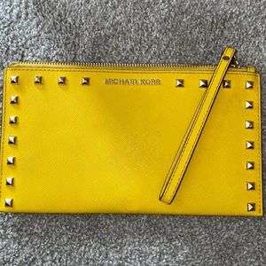 Micheal Kors Yellow Studded Clutch